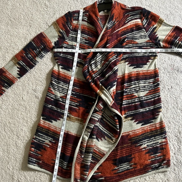 Lucky Brand Aztec Cardigan sweater waterfall style open front size L - Picture 6 of 15